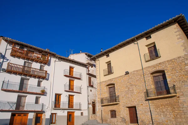 Morella em Maestrazgo castellon fachadas da aldeia — Fotografia de Stock