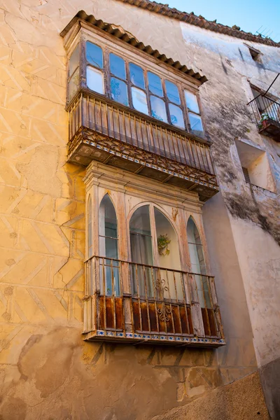 Morella en Maestrazgo fachadas del pueblo castellón — Foto de Stock