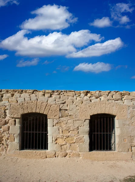 Tabarca eiland waarheidsgetrouwe fort metselwerk muur detail — Stockfoto