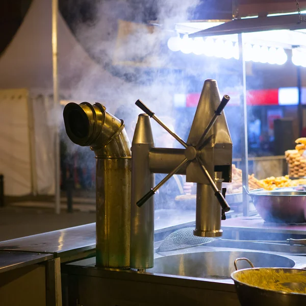 Churros and chocolate fritter typical food in Valencia Fallas — Stock Photo, Image