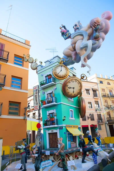 Fallas in Valencia fest figures that will burn on March 19 — Stock Photo, Image