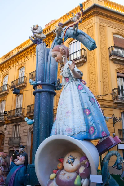 Fallas in Valencia fest figures that will burn on March 19 tradi — Stock Photo, Image