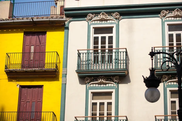 Valencia downtown facades near Central Market Stock Photo