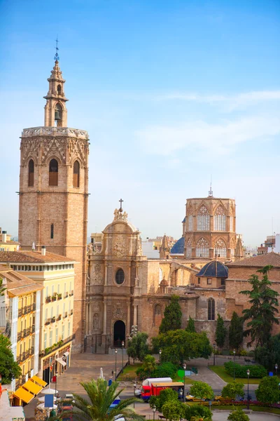 Valencia tarihi şehir merkezi el miguelete ve Katedrali — Stok fotoğraf