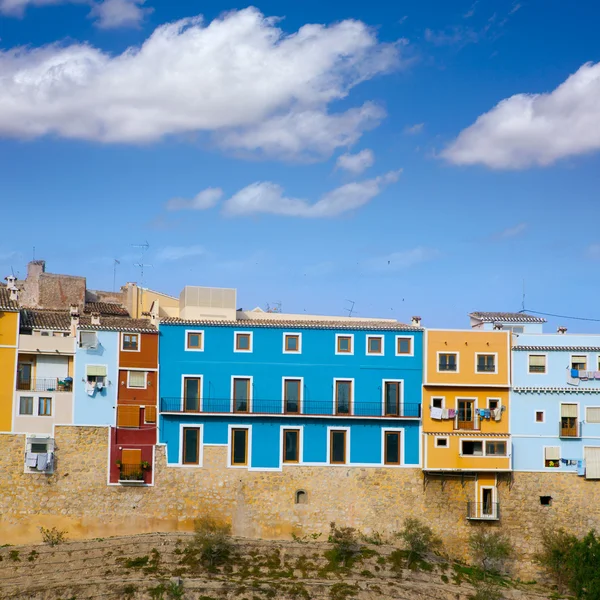 色彩缤纷的房子，在维拉约萨拉维拉西班牙语： 阿利坎特 — 图库照片