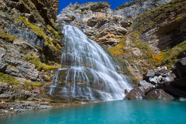 Cascada Cola de Caballo at Ordesa Valley Pyjes Spain — стоковое фото