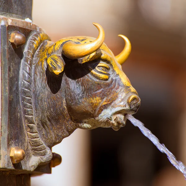 Aragon teruel el torico brunnen auf der plaza carlos castel spanien — Stockfoto