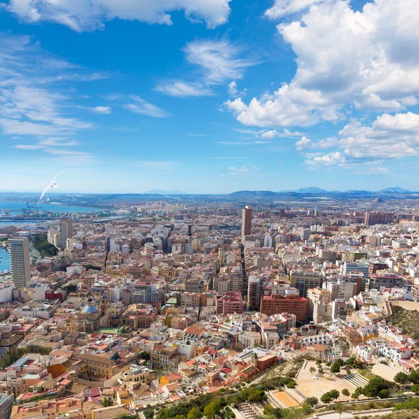 Alicante skyline aerial from Santa Barbara Castle Spain — Stock Photo, Image