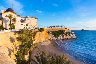 Benidorm alicante playa del mal pas sahilde günbatımı İspanya