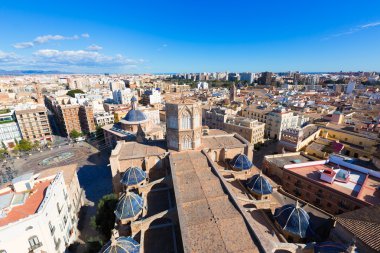 Valencia hava manzarası ile plaza de la virgen ve Katedrali