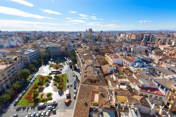 Valencia luchtfoto skyline met plaza de la reina, Spanje — Stockfoto