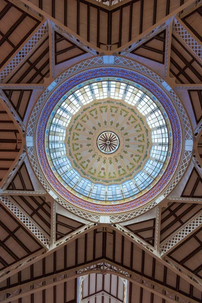 Valencia Mercado Central market dome indoor detail Spain — Stock Photo, Image