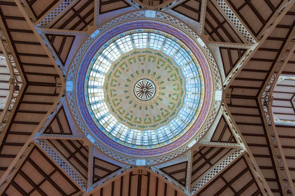 Valencia Mercado Central market dome indoor detail Spain — Stock Photo, Image