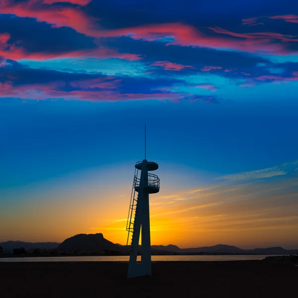 Denia las marinas sunset pláž punta molins Španělsko — Stock fotografie