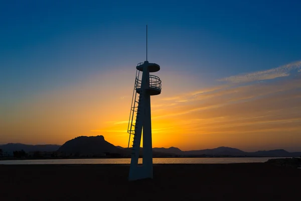 Denia las marinas Sonnenuntergang Strand punta molins spanien — Stockfoto