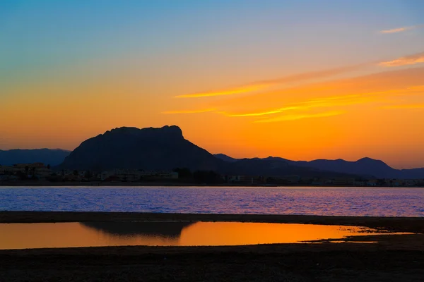 Denia las marinas zachód słońca plaża punta molins Hiszpania — Zdjęcie stockowe