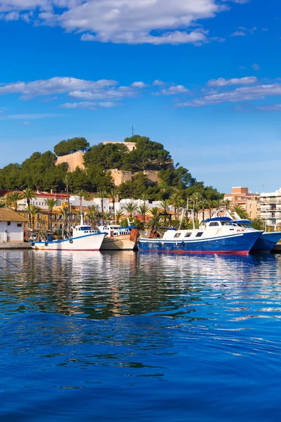 Denia λιμάνι με κάστρο λόφο Αλικάντε επαρχία Ισπανία — Φωτογραφία Αρχείου