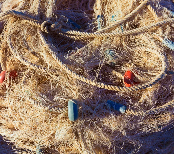 Fishing trammel net tackle texture in Gandia port — Stock Photo, Image
