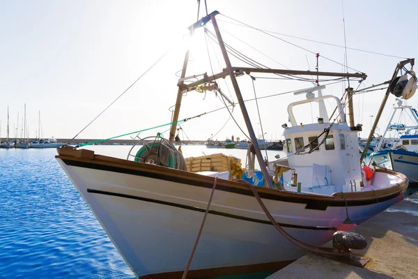 Barcos de pesca Javea Xabia no porto de Alicante Espanha — Fotografia de Stock