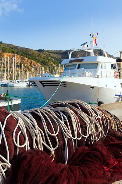 Javea xabia fisherboats v přístavu alicante Španělsko — Stock fotografie