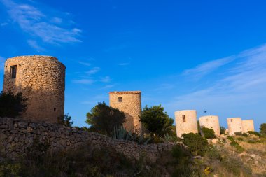 Javea xabia molins de la plana eski alicante yel değirmenleri.