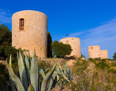 Javea xabia molins de la plana eski alicante yel değirmenleri.