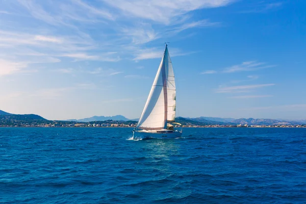 Javea sailboat sailing in Mediterranean Alicante Spain — Stock Photo, Image