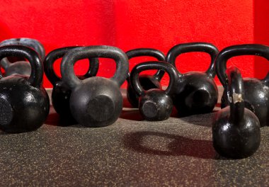 Kettlebells weights in a workout gym clipart