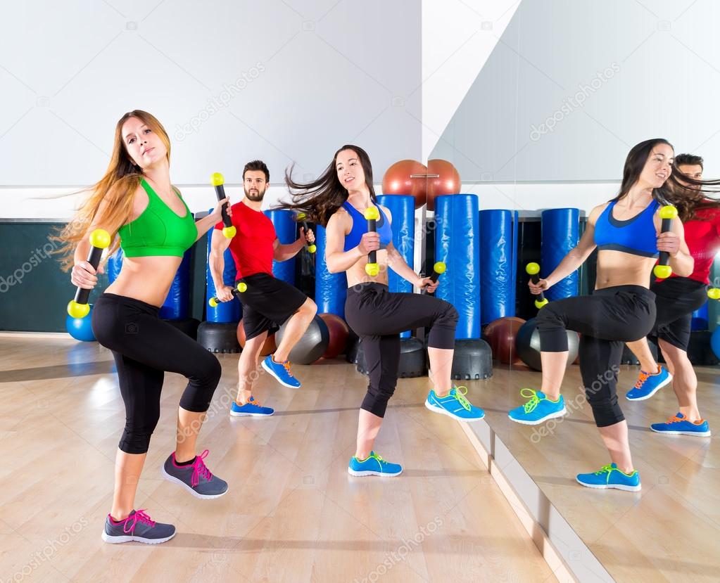zumba dance cardio people group at fitness gym