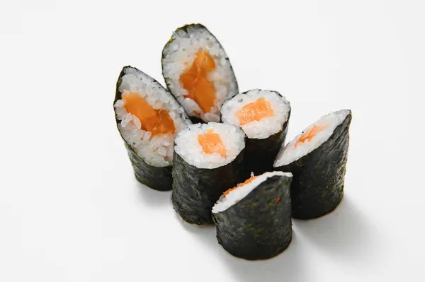 Roll Sushi Białym Tle — Zdjęcie stockowe