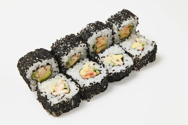 Sushi Rolle Auf Weißem Hintergrund — Stockfoto