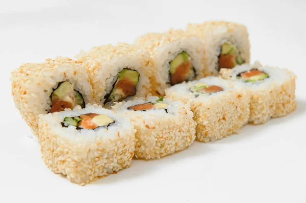 Rolo Sushi Isolado Branco — Fotografia de Stock