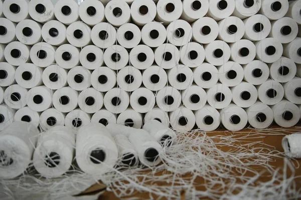 Fechar Rosca Para Indústria Têxtil Tecelagem Deformação — Fotografia de Stock