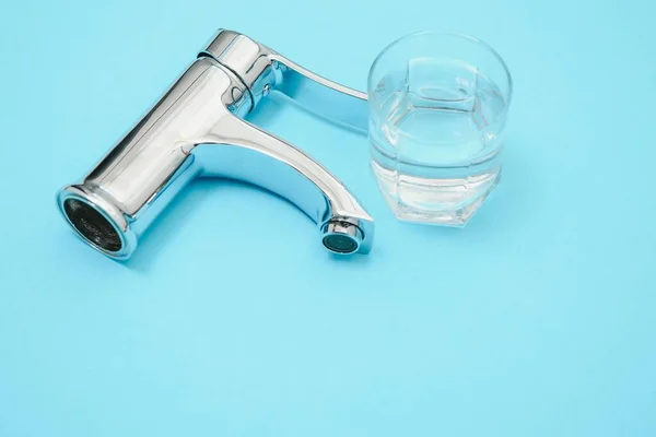 Double Handle Water Tap New Chrome Steel Mixer Tap — Stock Photo, Image