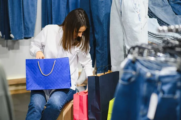 Hermosos Vaqueros Aspecto Femenino Boutique — Foto de Stock