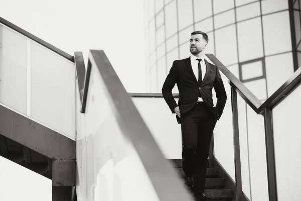 Bonito Homem Indo Para Reunião — Fotografia de Stock