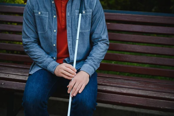 Een Blinde Man Mensen Met Een Handicap Gehandicapten Het Dagelijks — Stockfoto