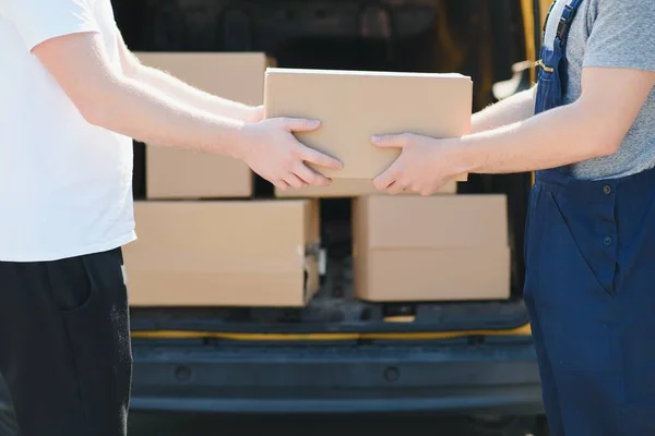 Delivery Service Send Customer Receiving Package — Stock Photo, Image