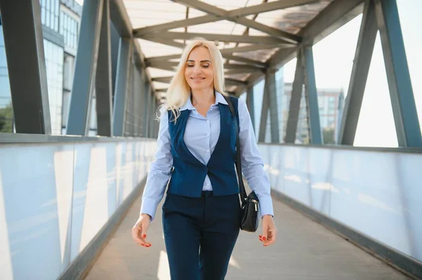 Business Women Style. Woman Going To Work. Portrait Of Beautiful Female In Stylish Office