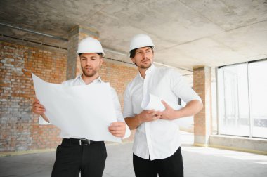 two business man construction site engineer