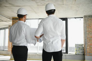 two business man construction site engineer