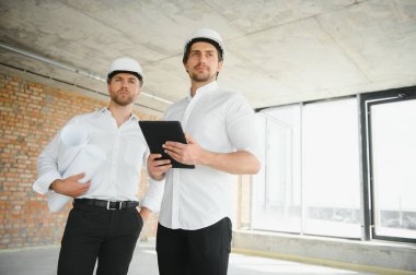 two business man construction site engineer