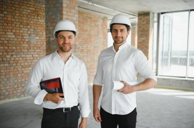 two business man construction site engineer