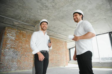 two business man construction site engineer