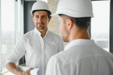 two business man construction site engineer