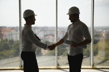 two business man construction site engineer