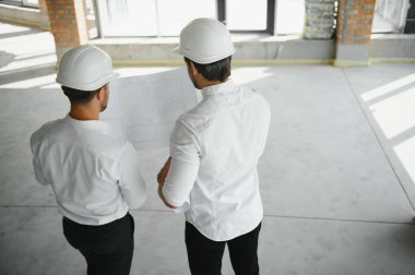 two business man construction site engineer