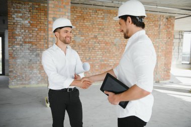 two business man construction site engineer