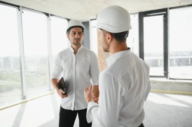two business man construction site engineer