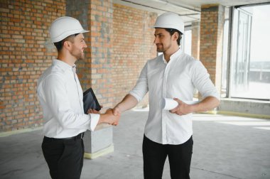 two business man construction site engineer